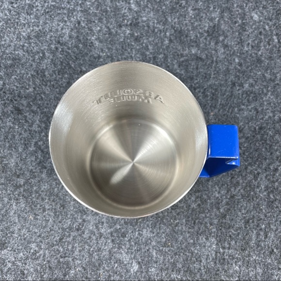 NEW Set of 2 Stainless steel Absolut Mule mug w/ blue vodka bottle shape handle - Picture 5 of 8